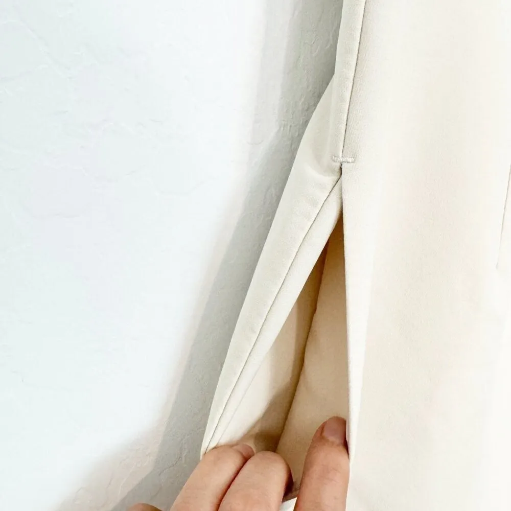 Aday Power Suit Scoop Neck Slim Straight Leg Jumpsuit Cream Beige Oat Size Large - Image 8