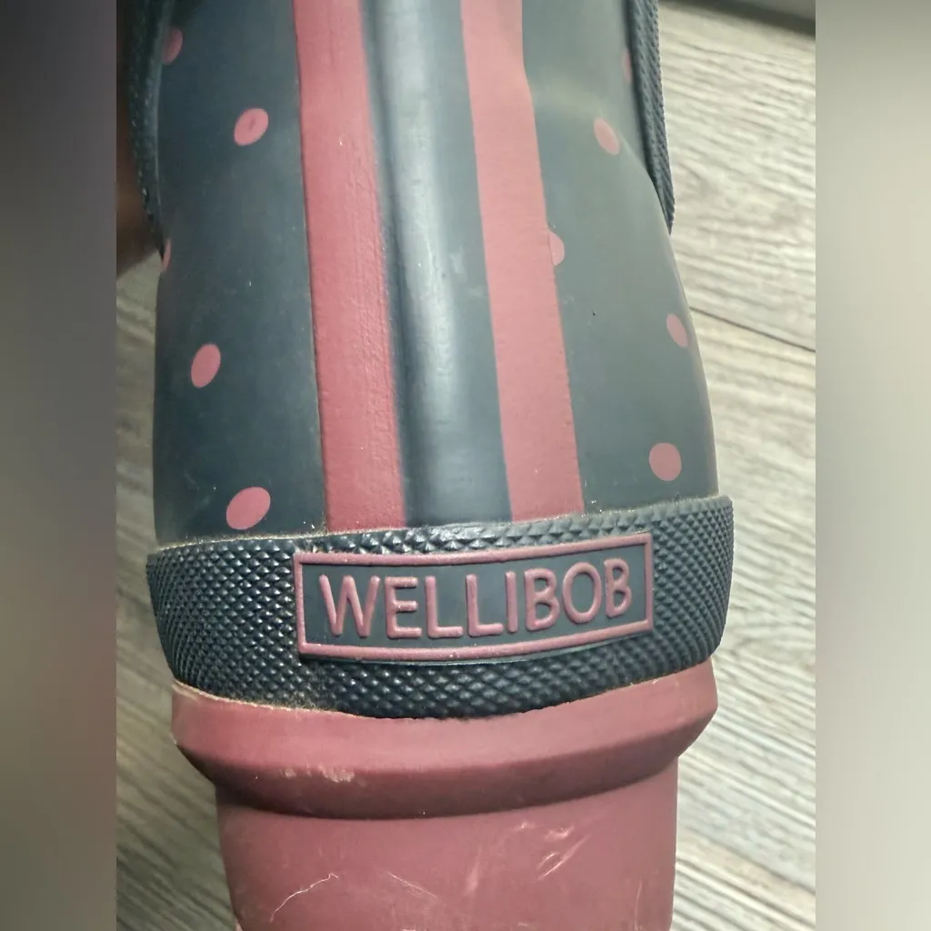 Joules Wellibob Polka Dot Rain Boots‎ woman’s size 6 Purple - Image 7