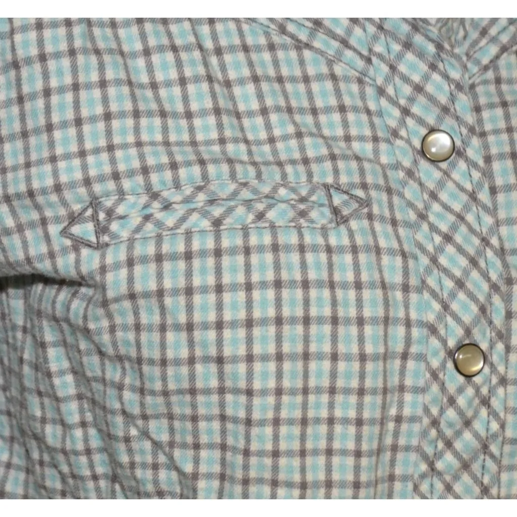 Old Navy Plaid Pearl Snap Shirt Size M Lightweight Flannel Cowgirl Western Rodeo - Image 3