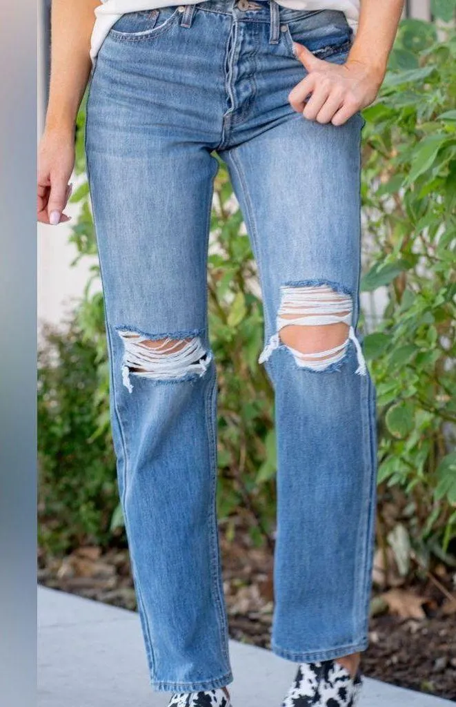 BLUE DIXON ULTRA HIGH RISE 90'S BOYFRIEND JEANS Size 28 - Image 5