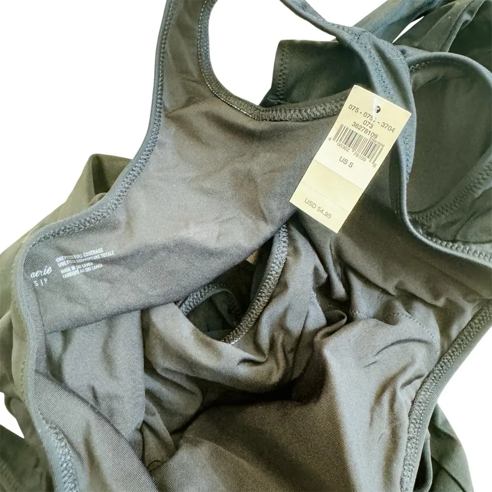 Aerie cut out waist tie one-Shoulder black Swimsuit NEW - Image 5