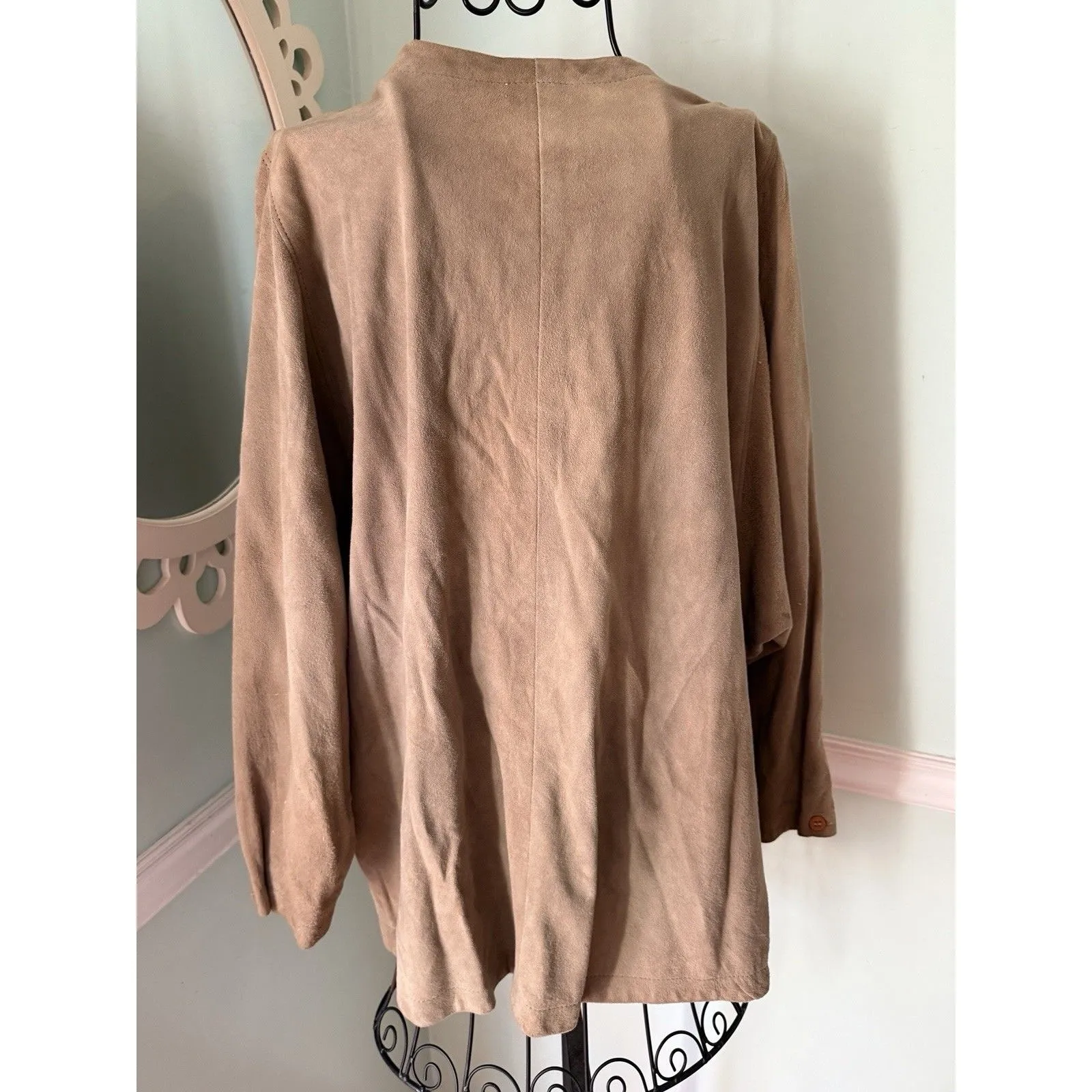 FRENCH CREEK L Womens Tan Jacket Suede Shearling Leather Jacket Coat Brown Size L - Image 2