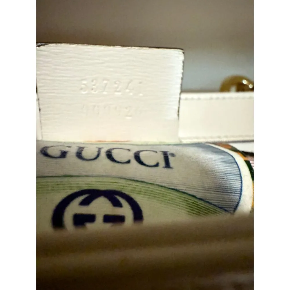 $3999 Gucci Vitello Palmellato Lux Crystal Medium Rajah Shoulder Bag White - Image 15