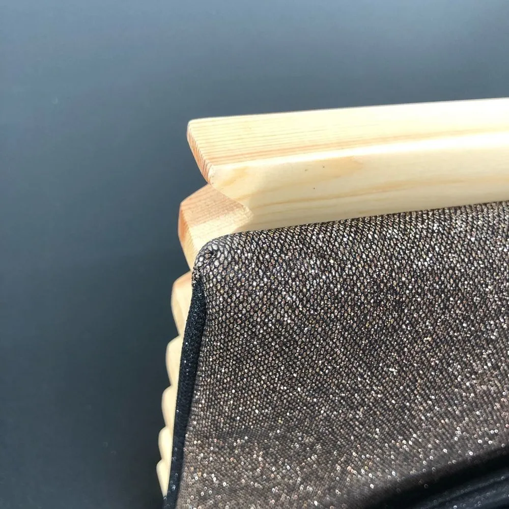 MNG Mango Shimmery Gold Black Envelope Tassel Convertible Clutch - Image 6