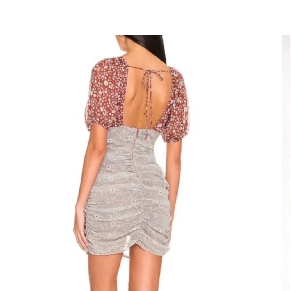 NWT Free People X Revolve Tessa Ruched Short Sleeved Boho Dress Sz L Open Back - Image 4