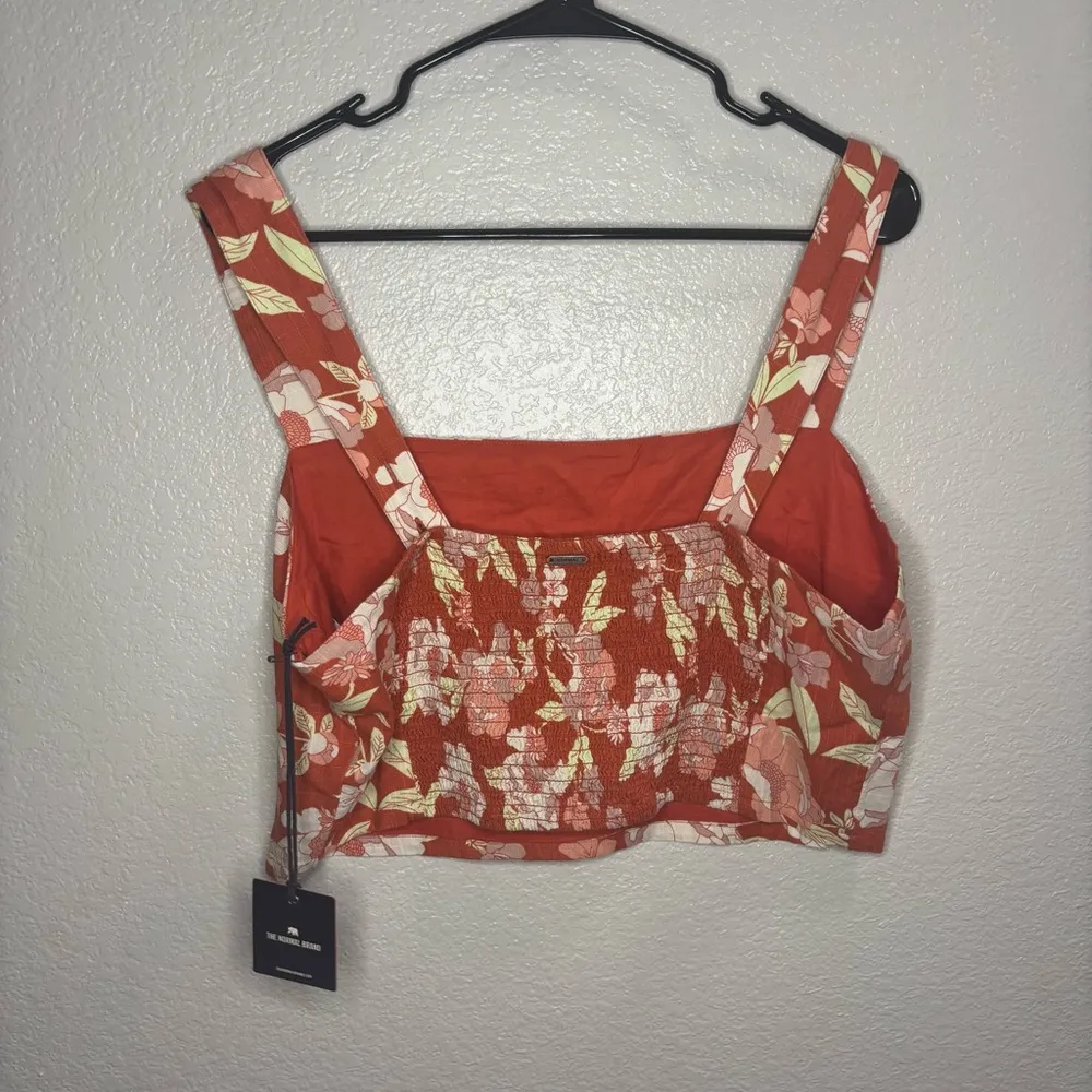 Floral Orange Crop Top NWT The Normal Brand White Size L - Image 4