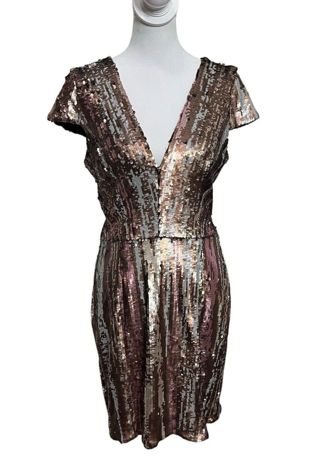Dress the Population Zoe Dress Women’s Size Large Sequin Mini Cap Sleeve V-Neck - Image 2