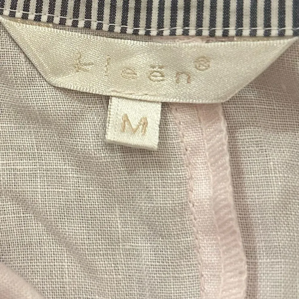 Kleen Pale Pink 100% Linen Asymmetrical Button Up Top Size Medium - Image 5