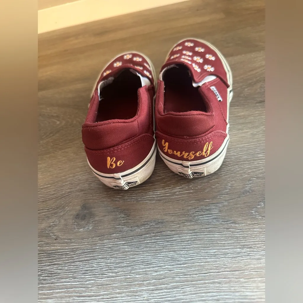 Vans Women’s Burgundy Floral Asher Deluxe Slip On Sneaker - Image 4