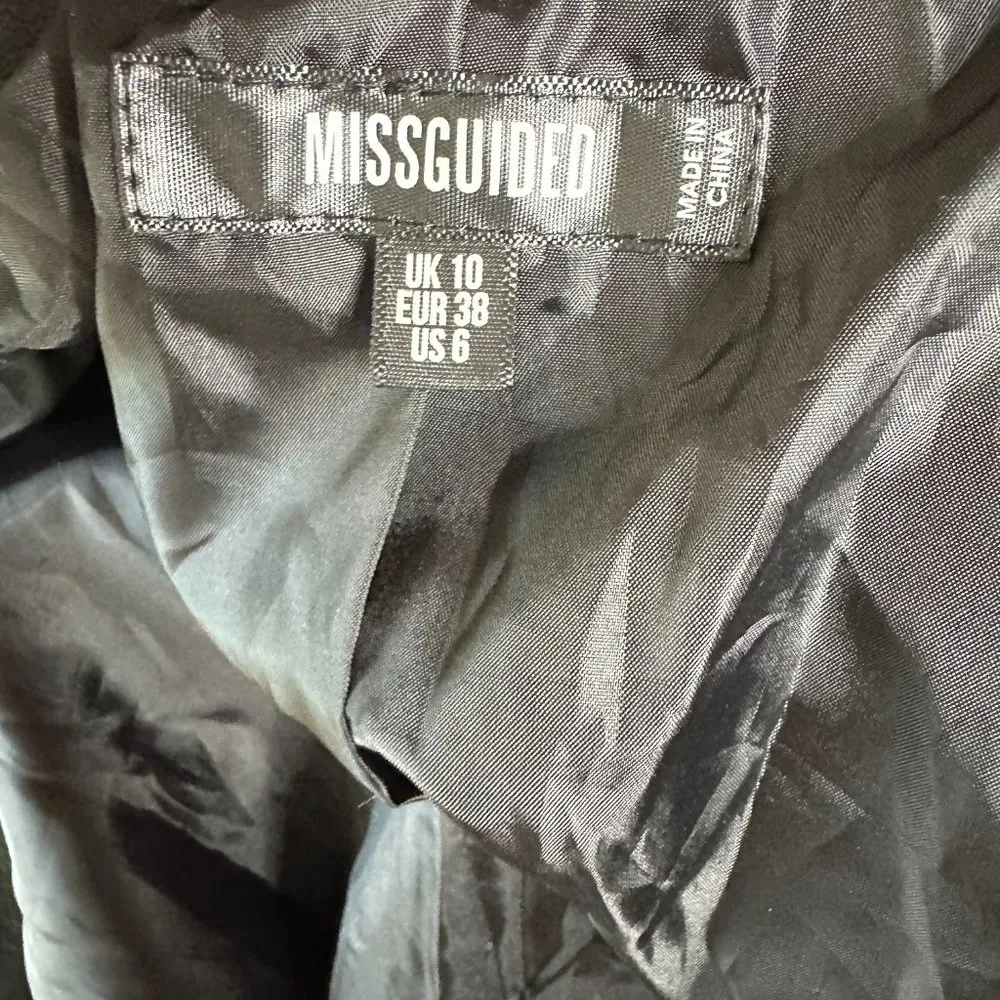 Missguided Black Faux Leather Moto Jacket Size 6 - Image 5