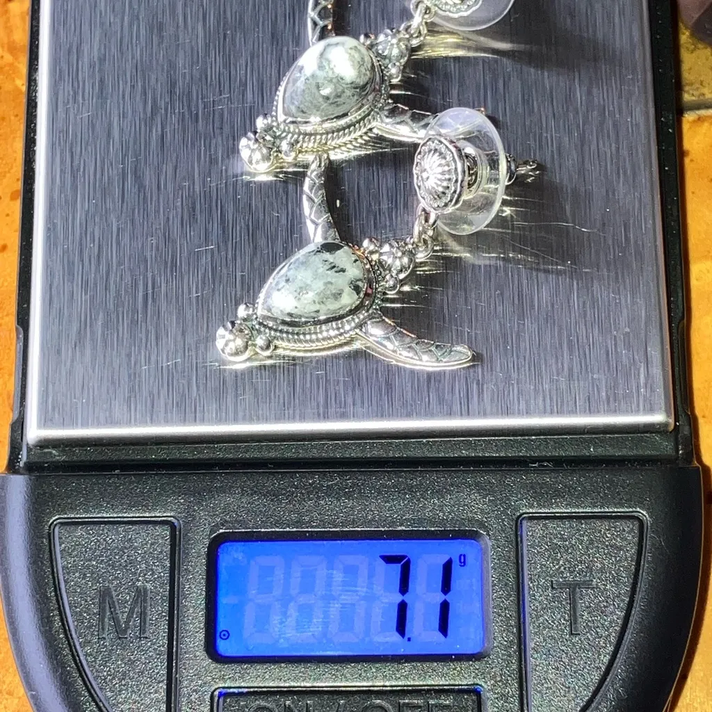 White Buffalo Turquoise Sterling Silver Horn Earrings - Image 6