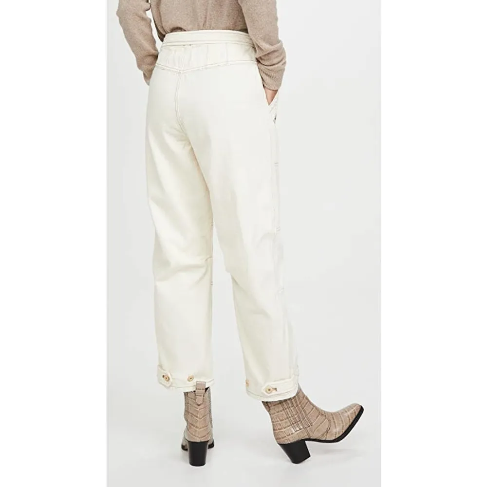 Free People Misty Road Wide Leg Cotton Pants in Ecru White Size 0 - Image 13