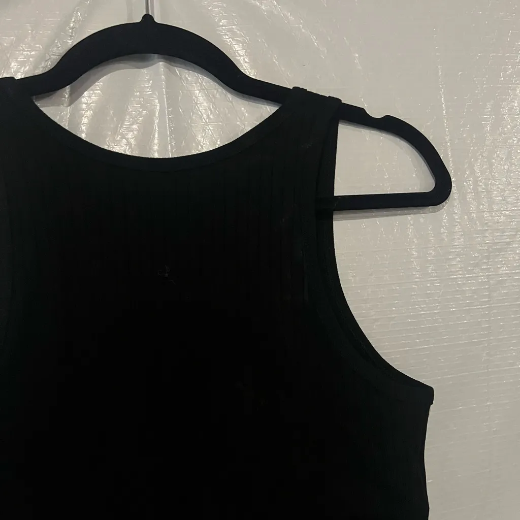 Helmut Lang Black Ribbed Cotton Tank Top Size Small - Image 5