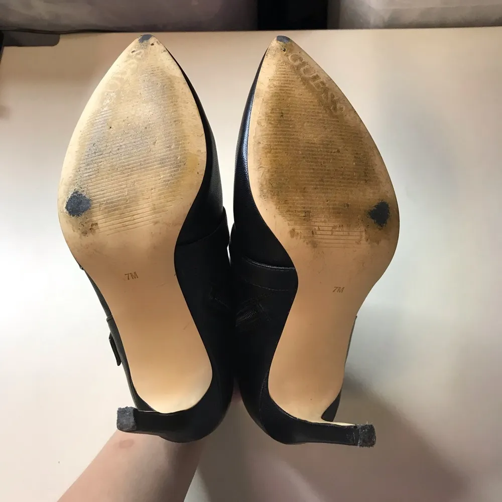 Guess Valari Black Heeled Boots With Silver Buckle Size 7 - Image 5