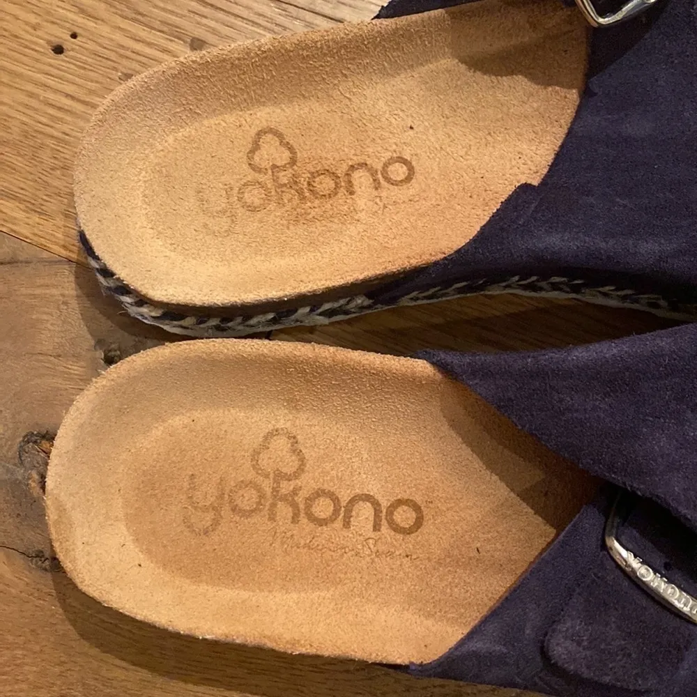 Yokono Leather Nubuck Big Buckle Sandals Navy 6.5 Blue - Image 6