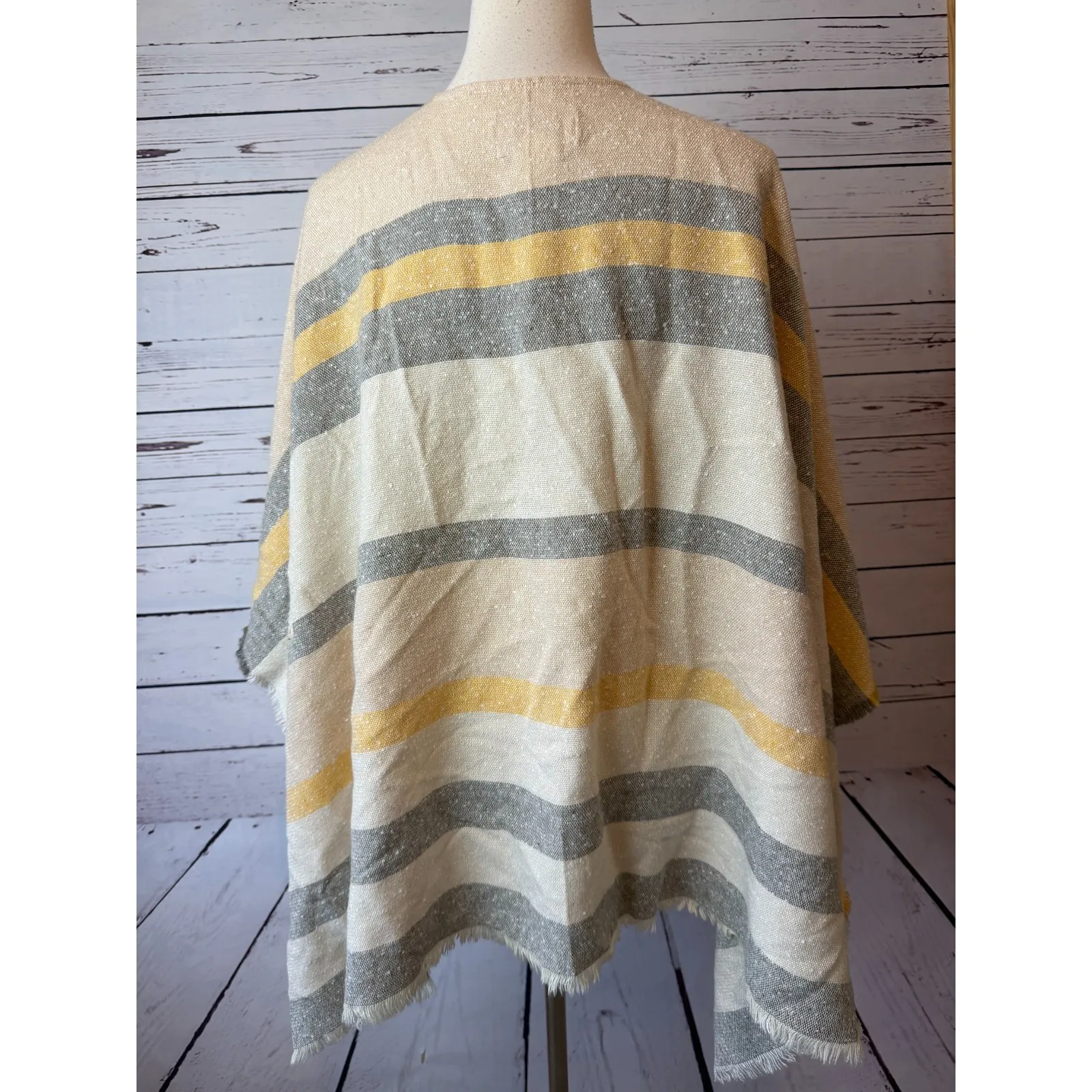Shyanne Country Wear Striped Cape Shawl Knit Belted Boho Chic Belted Poncho OSFA - Image 11
