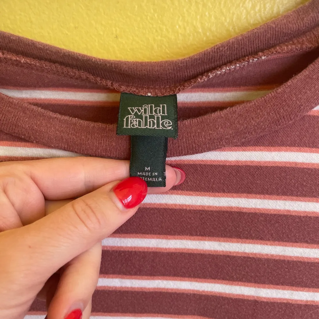 Wild Fable Mauve and White Striped Tee - Image 2