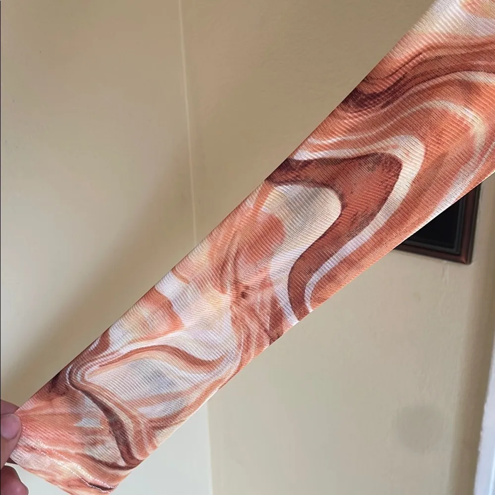 Y2K Inspired, Rave Mesh Fitted Crop Longsleeve Blouse Orange - Image 3