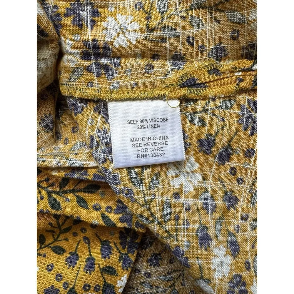 NWT ModCloth Yellow Floral Spruced Up Sleeveless Tank Top Linen Blend Sz Medium - Image 8