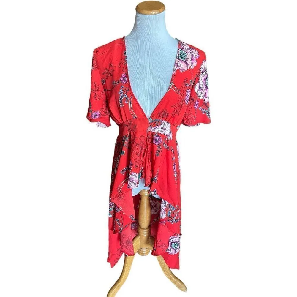 Womens Haute Project LA Red Floral Print Deep V Dress Hi - Image 2