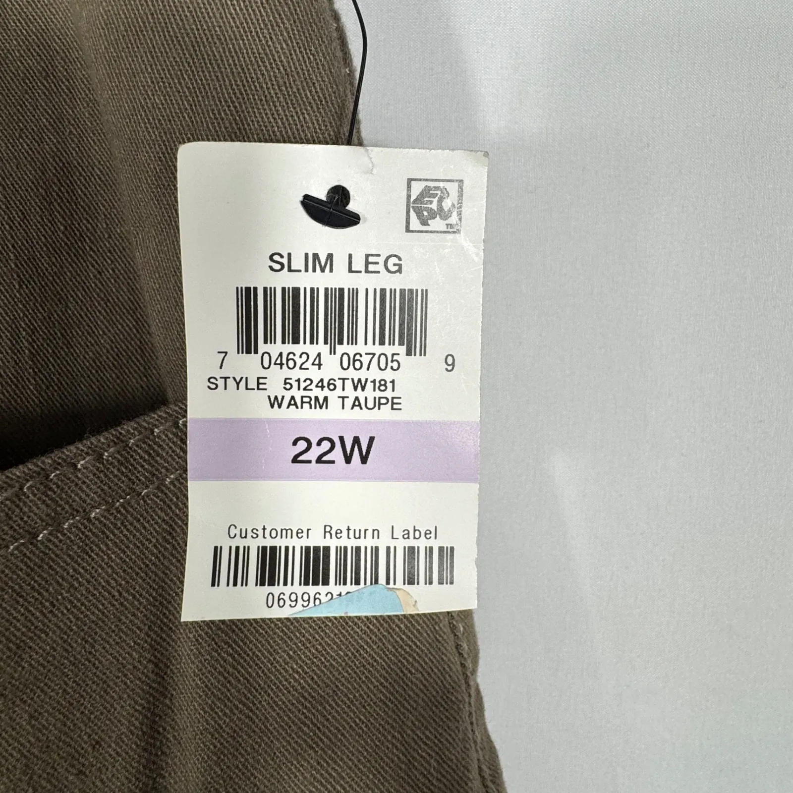 Style & Co. Denim Womens 22W Warm Taupe Slim Leg Pants Trousers Plus Size - Image 3