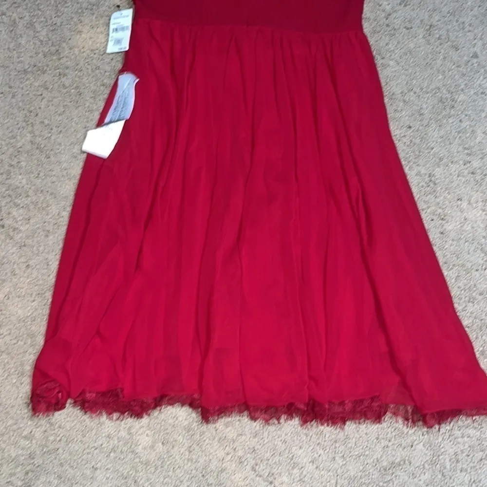 Dress The Population Alicia Chiffon Lace Fit & Flare Midi Dress Garnet M‎ - Image 10