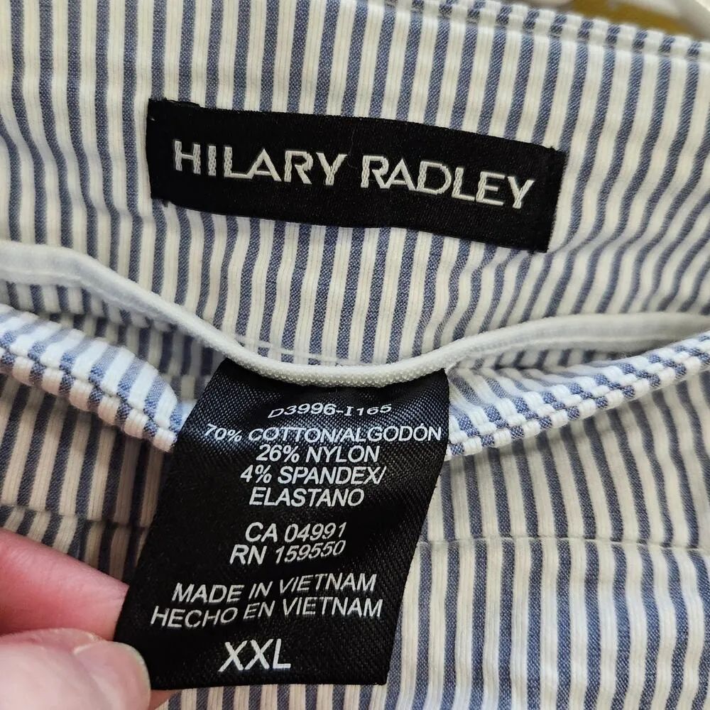 Hilary Radley Seersucker Cotton Pinstripe Cropped Ankle Pants Blue White Sz 2XL - Image 6