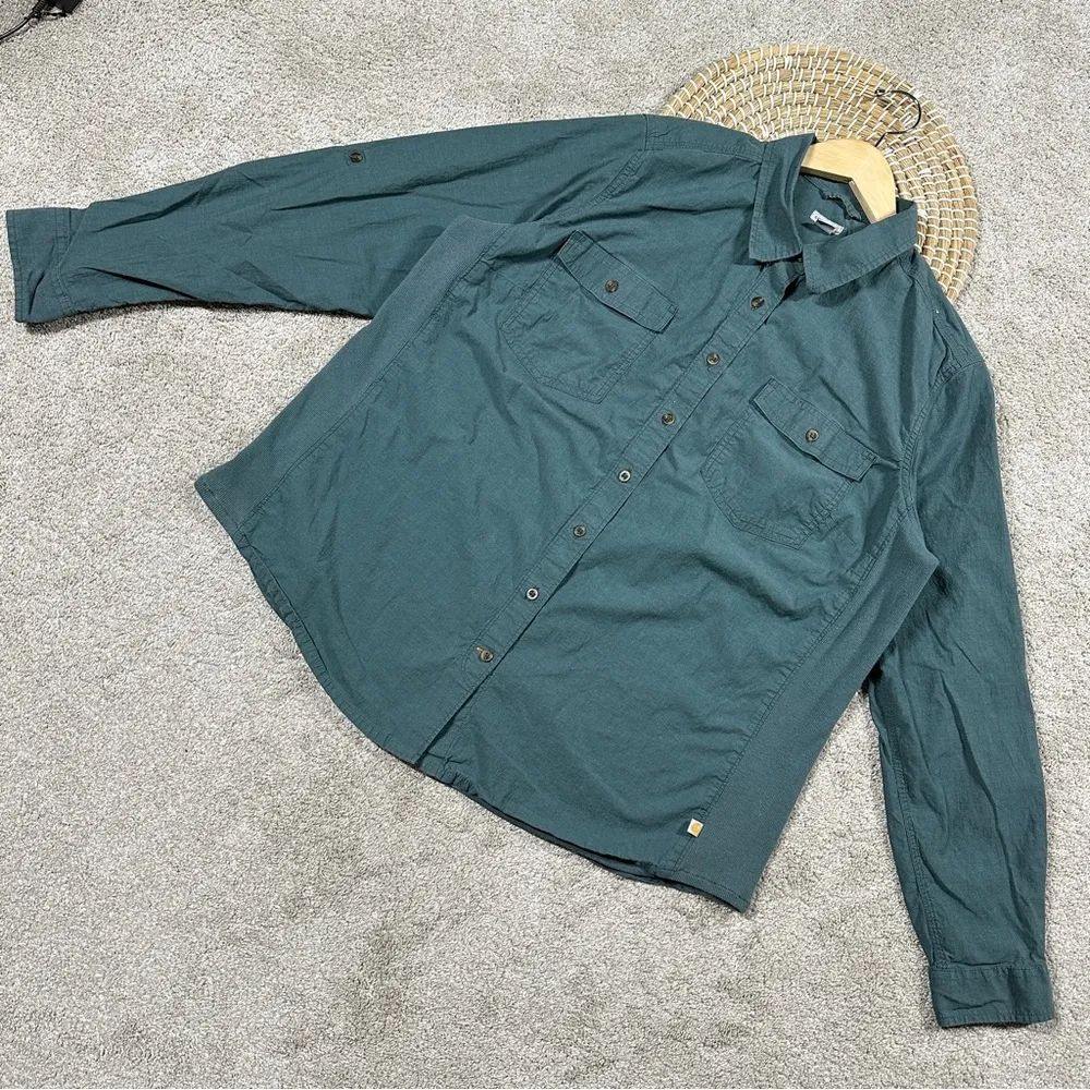 Carhartt Rugged Flex Bozeman Button Down Work Shirt Longsleeve Balsam Green 1X - Image 5