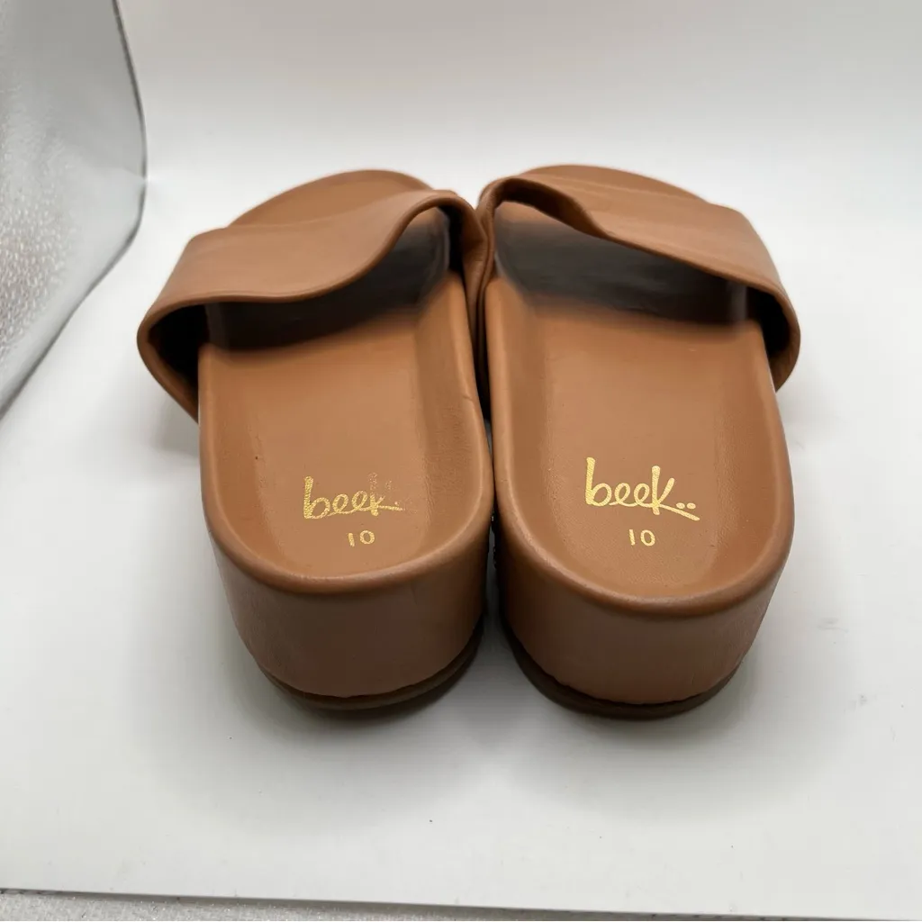 NWOB BEEK Pelican Leather Platform Sandal HONEY size 10 slip on leather women’s - Image 6