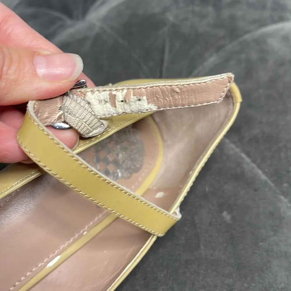 🦋Vince Camuto Women's Size 7.5B Tan Leather Peep Toe Mary Jane High Heels - Image 8