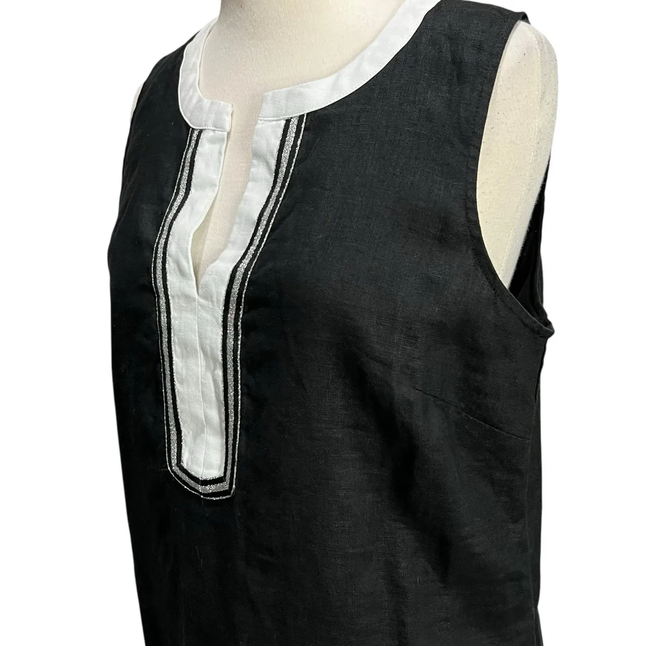 Tommy Bahama Two Palms Shift Dress Womens S Black Linen Resort Smart Casual - Image 3