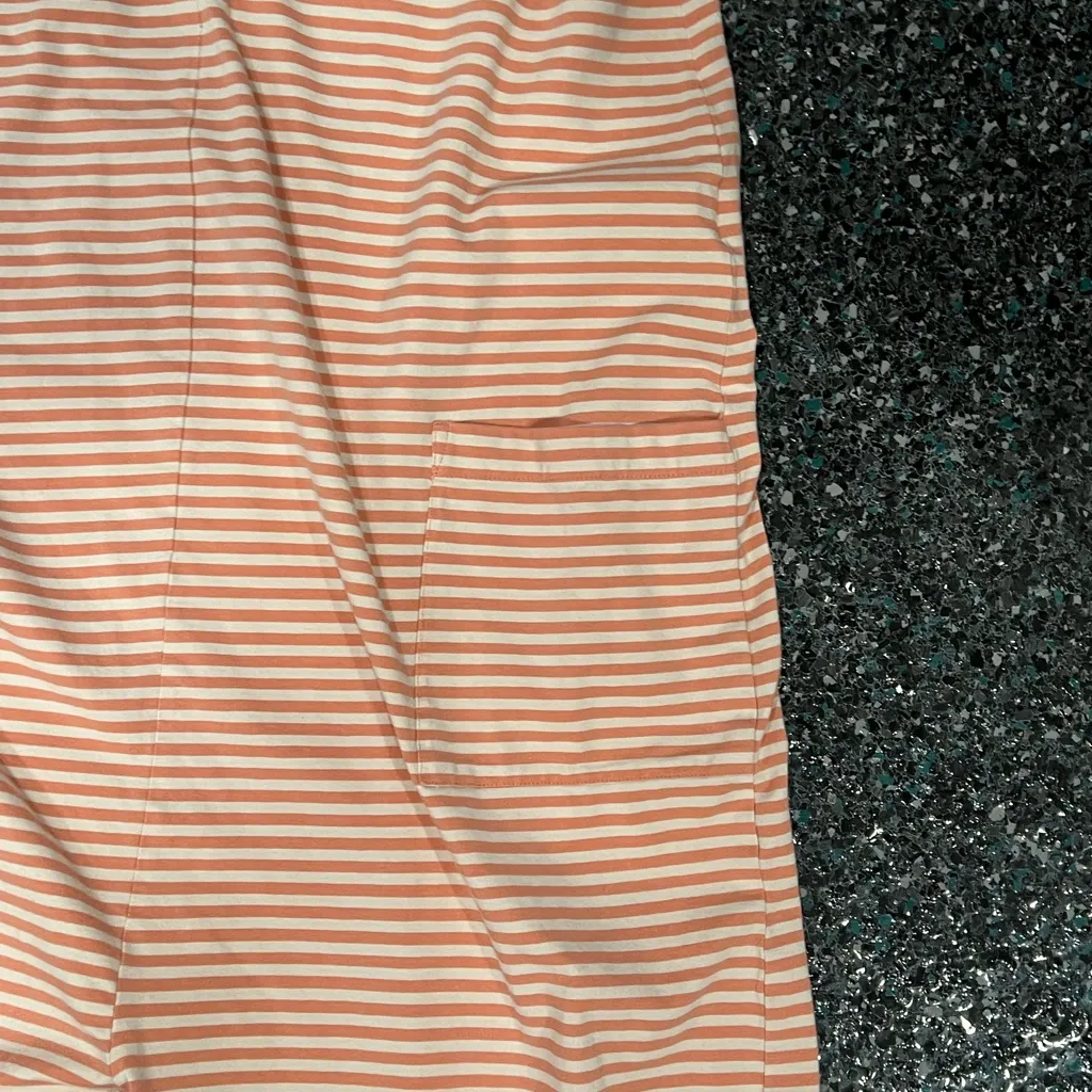 Pact Seersucker Stripe Maternity Nursing Jumpsuit Size Large - Image 2