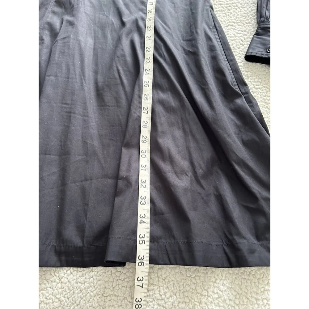 Madewell $138 Seamed Long-Sleeve Mini Shirtdress in Poplin Black Size 6 NV025 - Image 13
