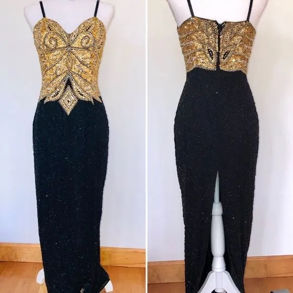 RED CARPET Evening Dress, Sequins and Beads💥 Black Size 10 - Image 2