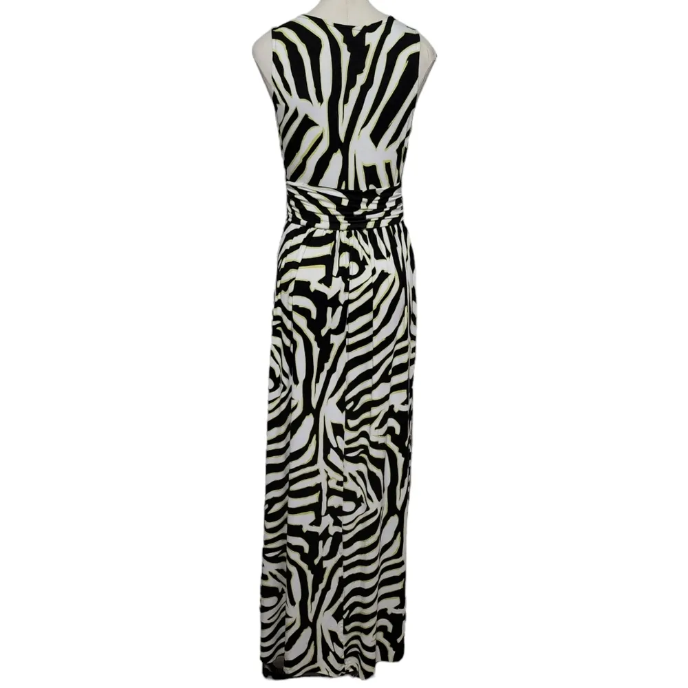 Tropical Voyage neon zebra stripe surplice maxi dress  medium - Image 4