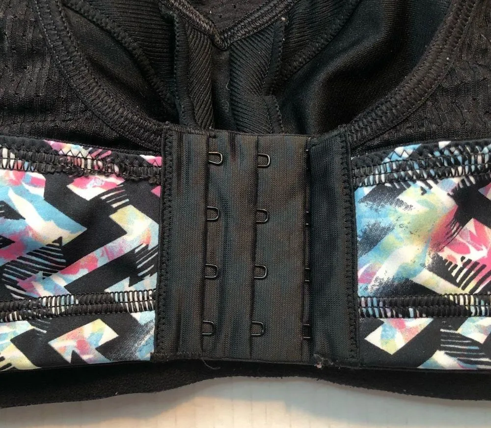 Glamorise Sports Bra Elite Performance Double Layer Black Pattern Sz 34D GUC - Image 6