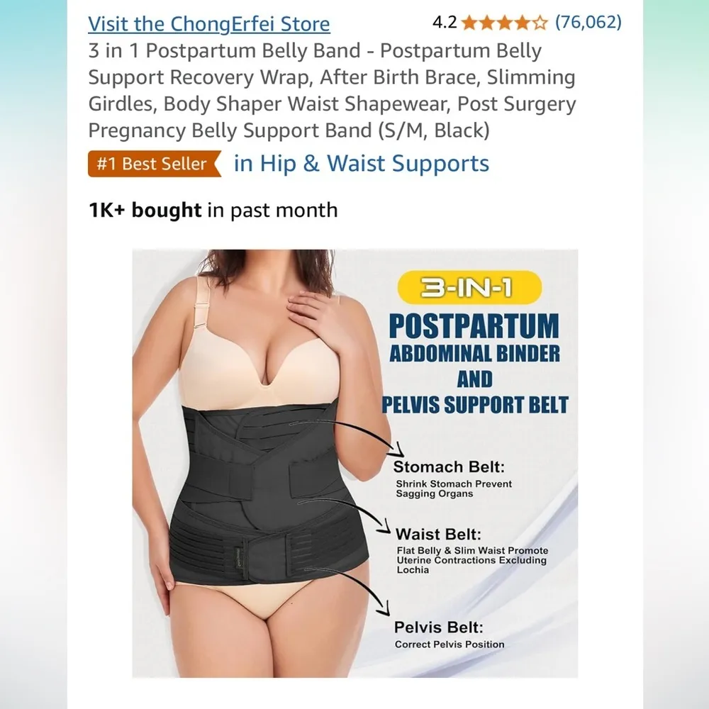 Black Postpartum Belly Band - Image 2