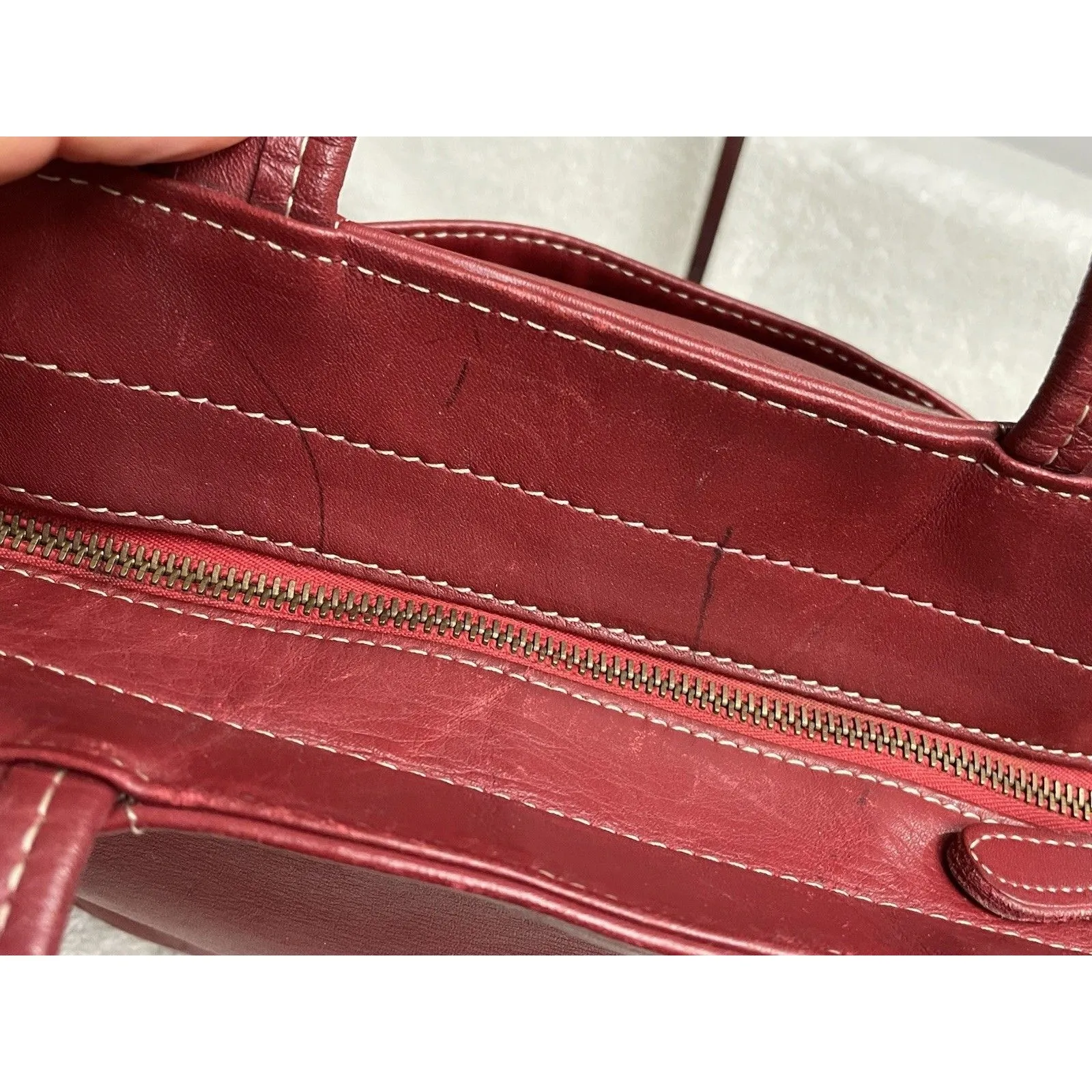 Vintage Coach 9303 Burgandy/Red Bleeker Leather Satchel. READ ***RARE BURGANDY - Image 11