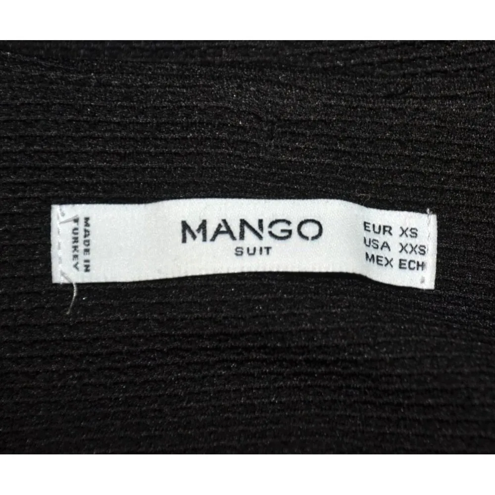 Mango Suit Black Open Front Crop Jacket Size XS Pockets Ribbed Career Casual - Image 8