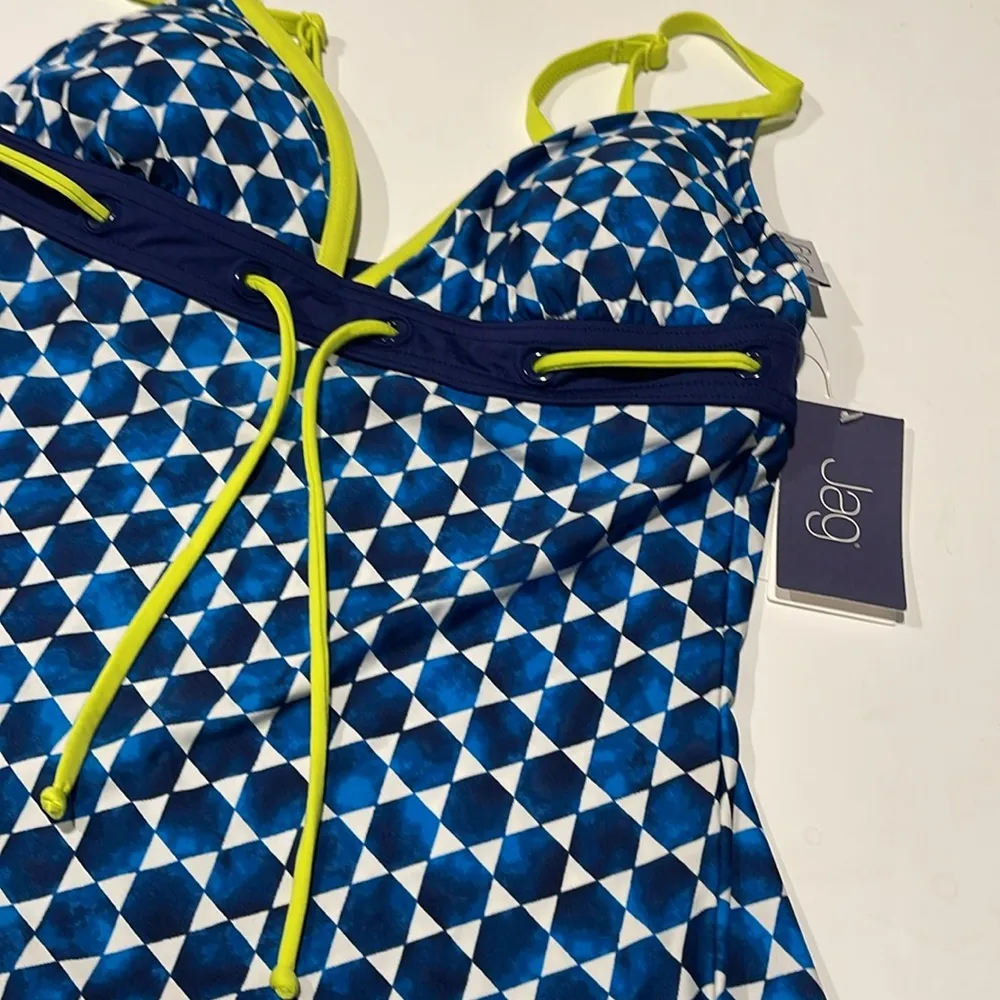 Jag small Blue and White Geometric Tankini Top NWT swim bathing suit - Image 2