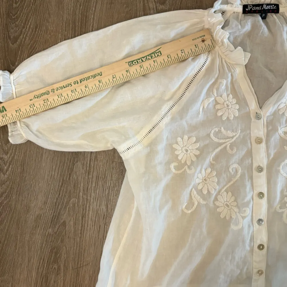 Sundance Catalog JP And Mattie White “Easy Essence Blouse” Sz P 4/6 Boho Cottage - Image 5