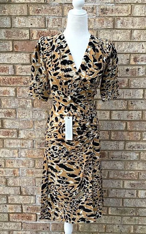NWT Topshop Leopard Print Mock Wrap Midi Dress - Image 2