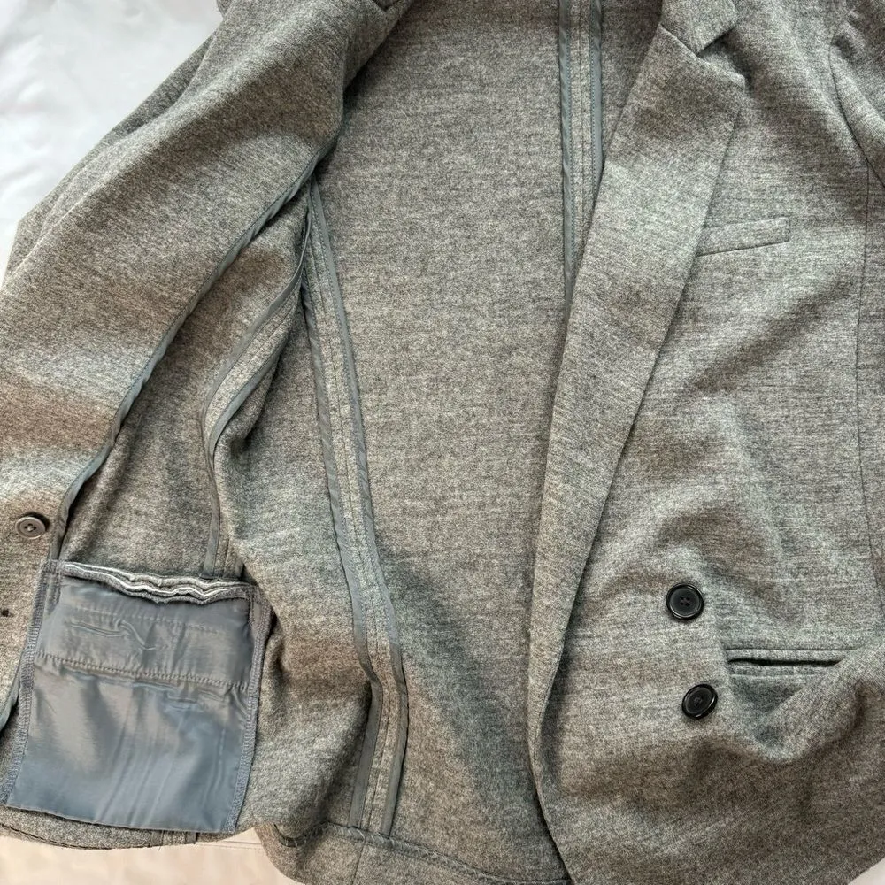 J Crew Women sz 4 Grey Benny Double Breasted Wool Blazer Preppy Office Oversized - Image 3