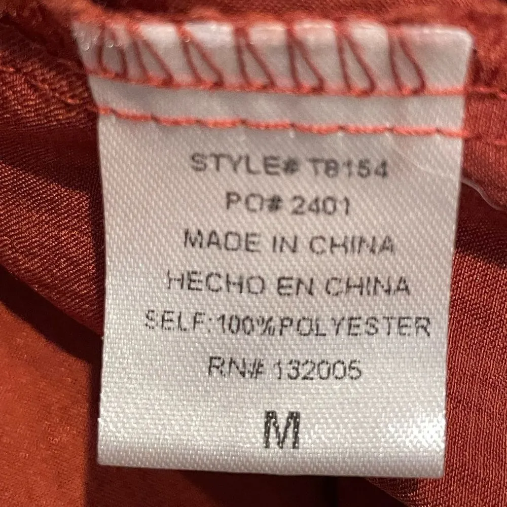 Lavish Off Shoulder Ruffle Puff Sleeve Blouse Burnt Orange Size Medium - Image 7