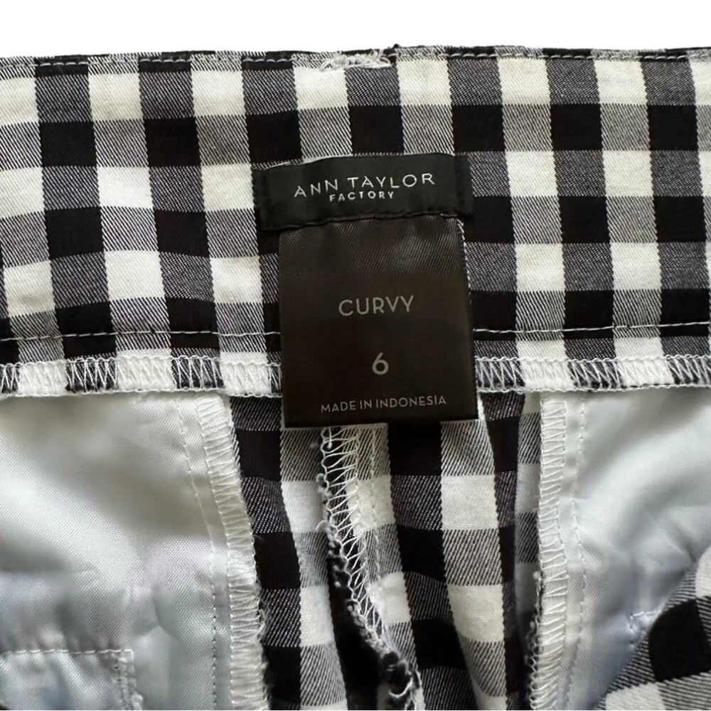 Ann Taylor Factory Ankle Pants Black White Gingham Curvy Fit Summer Pants Size 6 - Image 2
