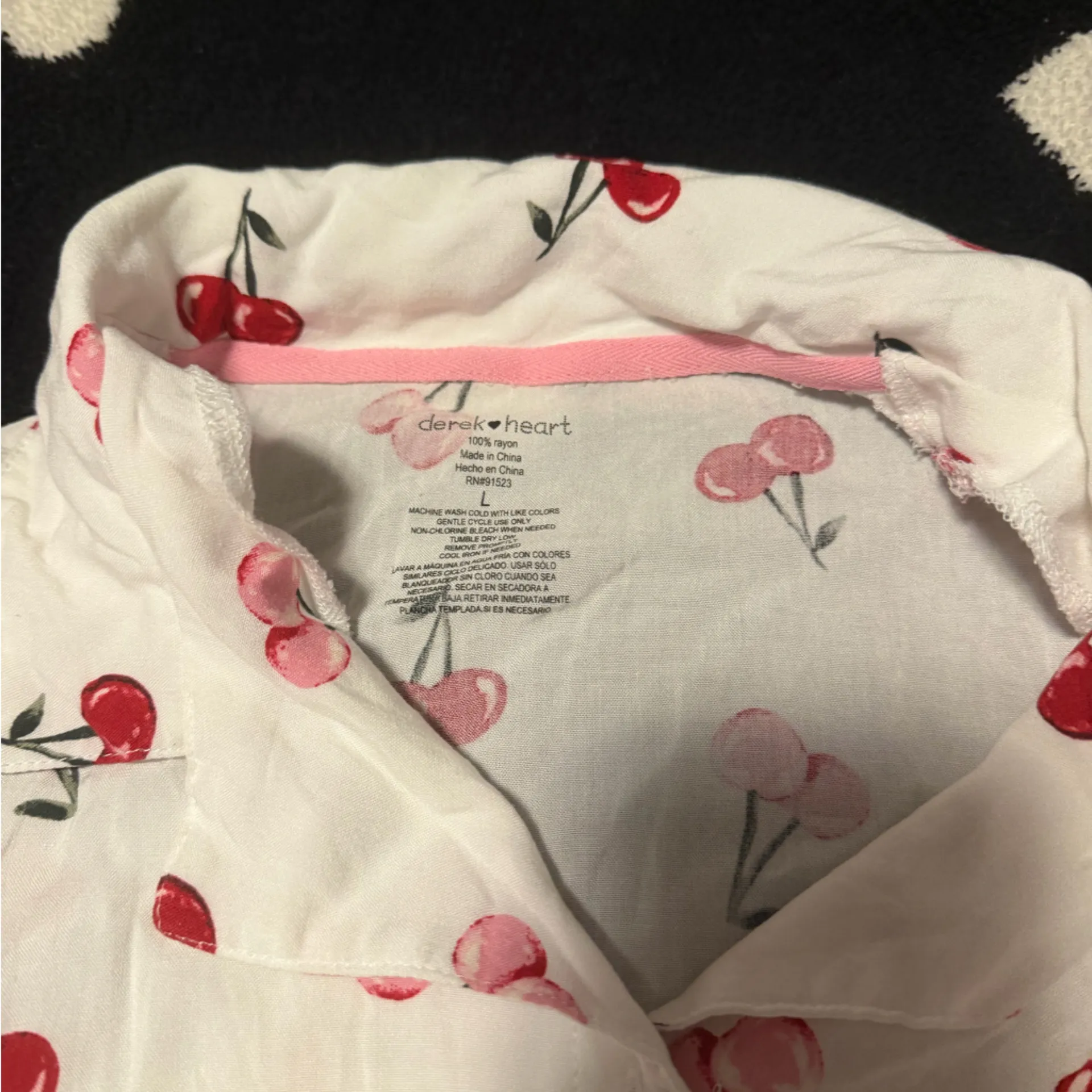 Derek Heart White Pajama Set with Cherry Print - Image 7