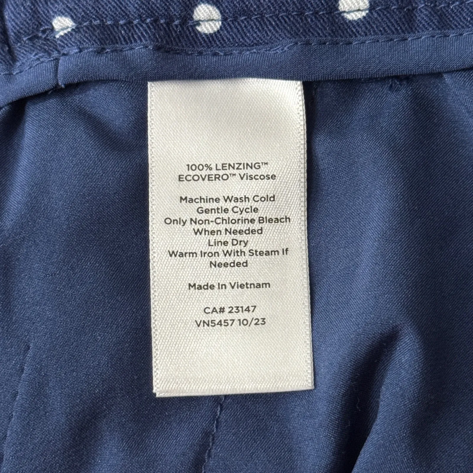 Talbots Pants Large Blue White Polka Dot Pull On‎ Preppy Classic Workwear Chic - Image 7