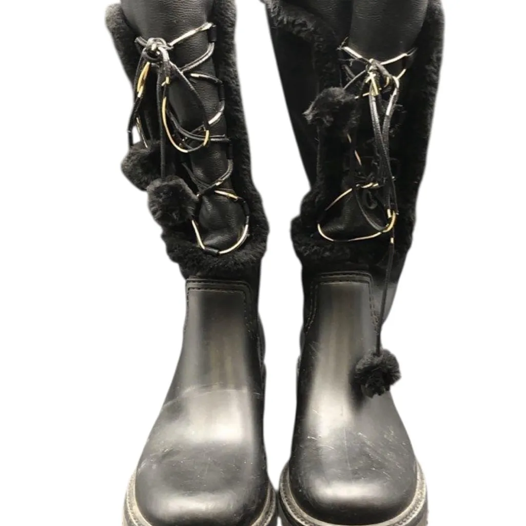 $425 Stuart Weitzman Bearwear Black Water-Resistant Snow laced rain Boot Size 8 - Image 2