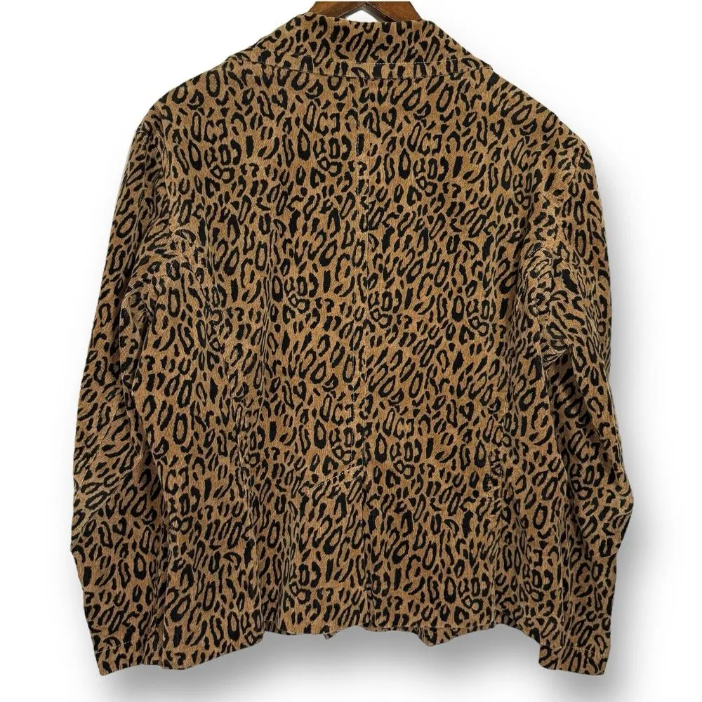 Y2K KIKIT JEANS Leopard Corduroy Blazer 1X 2000s‎ Single Button Notch Lapel - Image 3