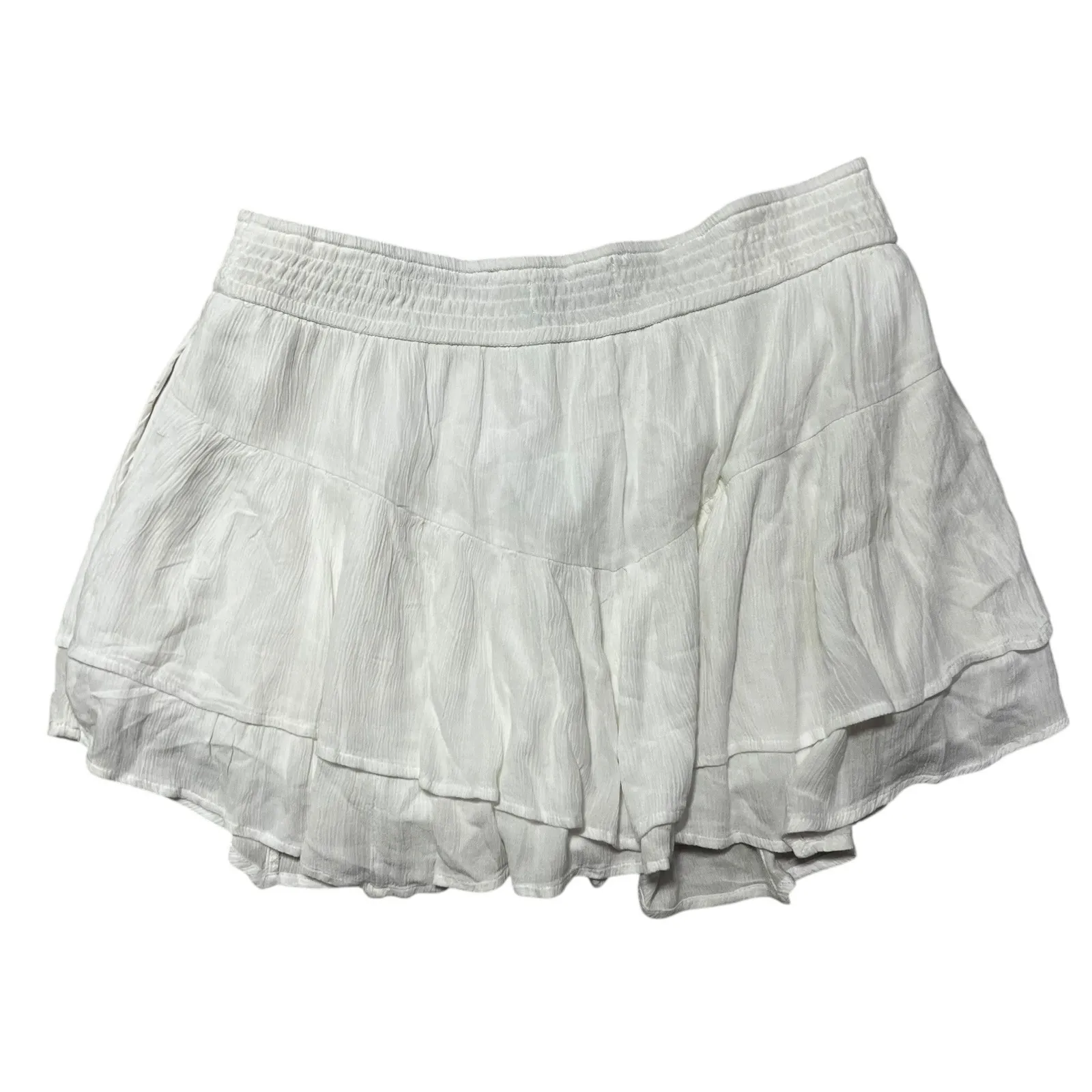 NWT Hollister Tiered Ruffle Mini Skort White Smocked Waist XL - Image 3